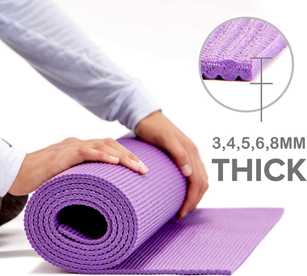 Phòng tập thể dục thể dục mật độ cao PVC Yoga Mat Logo tùy chỉnh có thể giặt được màu đen